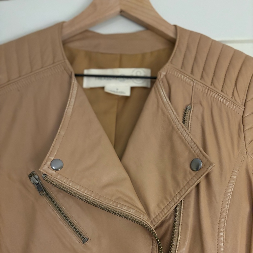 Women's Tan Leather Motorcycle Jacket